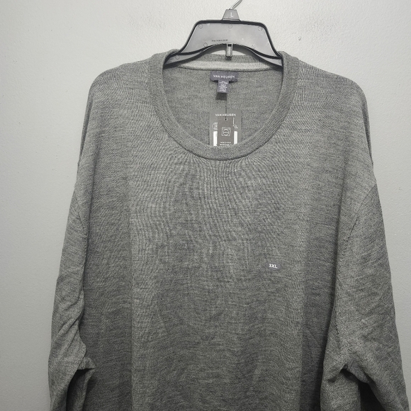 Van Heusen men's wool blend crew neck sweater size 3XL gray long sleeve … - Picture 2 of 7